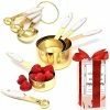 Top 10 👏 STYLED SETTINGS White & Gold Measuring Cups And Spoons Set - Cute Measuring Cups - 8PC Gold Stainless Steel Measuring Cups And Gold Measuring Spoons Set With White Silicone Handle - White And Gold Kitchen Accessories 🔥