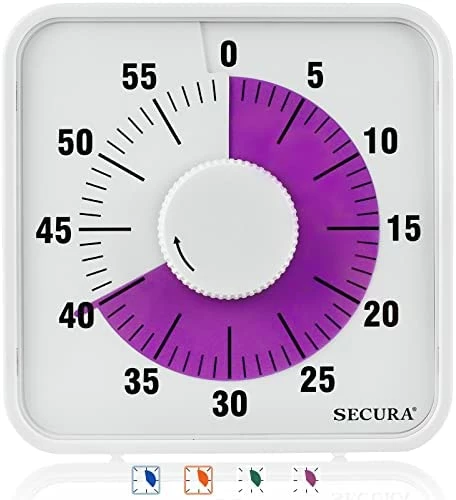 Top 10 π₯ Secura 60-Minute Visual Countdown Timer, 7.5-Inch Oversize Classroom Visual Timer For Kids And Adults, Durable Mechanical Kitchen Timer Clock With Magnetic Backing (Blue) π - Image 13