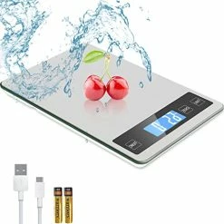 Promo π― Zibet Food Scale,33lb/15kg Rechargeable Digital Kitchen Scale,1g/0.1oz Precise Graduation,Ounces And Grams For Weight Loss,Waterproof Stainless Steel And Tempered Glass Surfac π