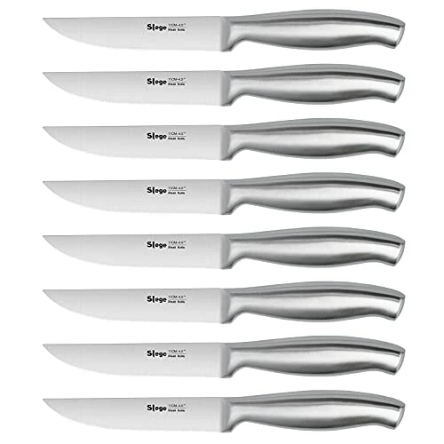 Hot Sale ✨ Slege Steak Knife Set Of 8,Steak Knives,Serrated Stainless Steel Steak Knife With Hollow Handles,Kitchen Steak Knife With Gift Box ⭐