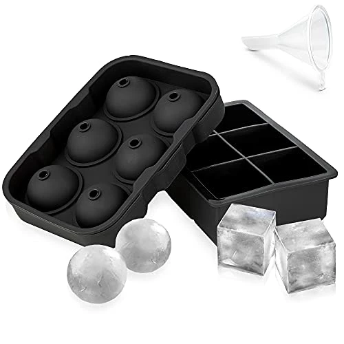 Buy π ZALIK Ice Cube Trays Silicone (Set Of 2) Whiskey Ice Ball Mold, Ice Ball Maker Mold, Round Ice Cube Mold, Sphere Ice Cube Mold, Square Large Ice Cube Tray For Cocktails & Bourbon - Easy Release BPA Free π - Image 2