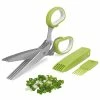 Best deal 🔔 TTSAM Herb Cutter Scissors 5 Blade Scissors Kitchen Multipurpose Cutting Shear With 5 Stainless Steel Blades & Safety Cover & Cleaning Comb Cilantro Scissors Sharp Shredding Shears 🔔 Christmas Gift (Green) 👏