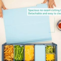 Discount 🔔 Prepdeck Mini Recipe Prep & Storage Station - New Compact Design, 8 Containers In 4 Sizes + Measurement Markings + Super-Seal Lids, Deluxe Cutting Board, Bonus Tablet Stand Included - 5 Vibrant Colors Oasis Blu ✨