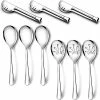 Brand new 🛒 Stainless Steel Metal Serving Utensils - Large Set Of 9-10" Serving Spoons, 10" Slotted Spoons, And 9" Serving Tongs By Teivio (Silver) 😉