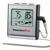 Cheap 🤩 ThermoPro TP-16 Large LCD Digital Cooking Food Meat Smoker Oven Kitchen BBQ Grill Thermometer Clock Timer With Stainless Steel Probe Pure Black ✨