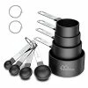 Deals 🥰 PanderHecop Measuring Cups And Spoons Set, 8 Piece Stackable Stainless Steel Handle Accurate Tablespoon For Measuring Dry And Liquid Ingredients Small Teaspoon With Plastic Head (8, Black) 😀