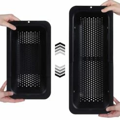 Top 10 👏 BLUE GINKGO Over The Sink Colander Strainer Basket - Wash Vegetables And Fruits, Drain Cooked Pasta And Dry Dishes - Extendable - New Home Kitchen Essentials (7.9W X 14-19L X 2.75H) - Black 🧨