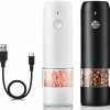 Best Sale 🥰 KTKUDY Rechargeable Electric Pepper And Salt Grinder Set - One-Handed - No Battery Needed Modern Style - Automatic Black Peppercorn & Sea Salt Spice Mill Set With Adjustable Coarseness & LED Light Refillable ✨