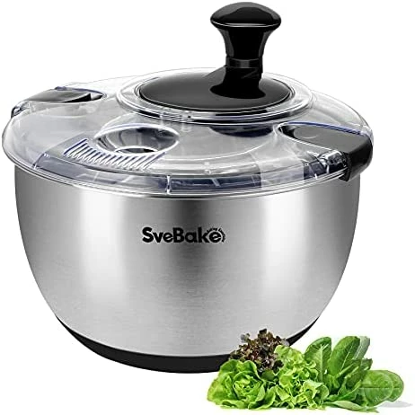 Buy π SveBake Salad Spinner Stainless Steel Large, Vegetable Washer With 4.2 Qts Bowl, Lettuce Cleaner And Dryer Silver π - Image 7