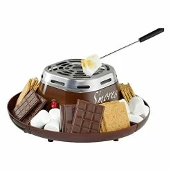 Cheapest 👍 Nostalgia Indoor Electric S'mores Maker - Smores Kit - 4 Compartment Trays - Movie Night Supplies - Balcony Decor - Brown 😍