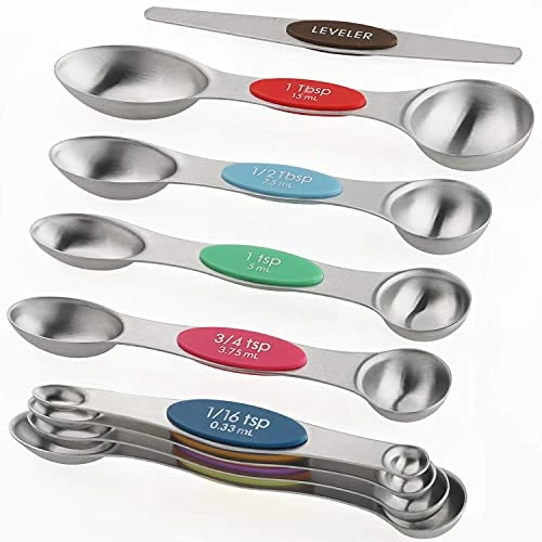 Wholesale π Forkmannie Magnetic Measuring Spoons Set Of 9 Stainless Steel Stackable Dual Sided Teaspoon Tablespoon For Measuring Dry And Liquid Ingredients Fits In Spice Jars β€οΈ - Image 2