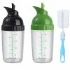 Best Sale 😀 GFZYLQ Salad 👗 Dressing Shaker Container, Dripless Pour, Soft Grip, BPA Free, Homemade Salad 👗 Dressing Bottle Mixer Measure,Send Cleaning Brush,200ml（2 Pack） 🔔