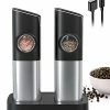 Best Pirce 🥰 SENZER Gravity Electric Salt And Pepper Grinder Set, Automatic Pepper Mill Refillable Spice Grinder With LED Light Charging Base For Kitchen 2 Pack ⭐