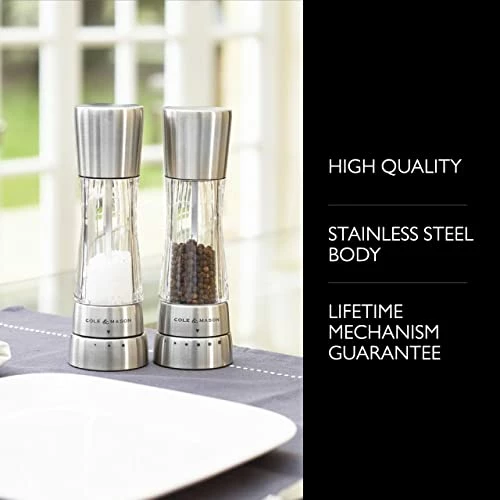 Budget 𧨠COLE & MASON Derwent Salt And Pepper Grinder Set - Stainless Steel Mills Include Gift Box, Gourmet Precision Mechanisms And Premium Sea Salt And Peppercor π - Image 2