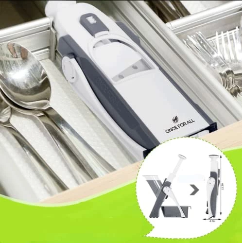 Promo βοΈ ONCE FOR ALL Mandoline Vegetable Slicer Adjustable Thickness Potato Onion Chopper Safe Upright Dicer (Gray) π - Image 2