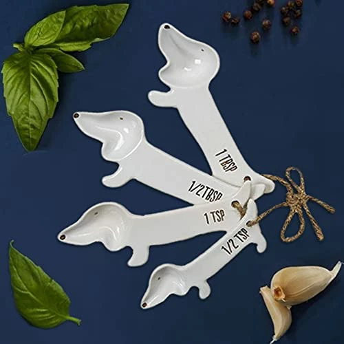 Best Pirce π VOTUM White Ceramic π Dog Themed Kitchen Utensils: Measuring Cups And Spoons, Spoon Rest For Countertop - Cute Kitchen Accessories (Dog Measuring Spoons) π - Image 6