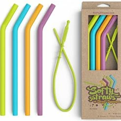 Budget 😍 Softy Straws Premium Reusable Silicone Drinking Straws + Patented Straw Squeegee - 9” Long With Curved Bend For 20/30/32oz Tumblers - BPA Free (Non-Rubber), Flexible, Bendy, Safe For Kids / Toddlers Blush Pink ⌛