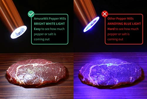 Promo 🎁 Gravity Electric Salt And Pepper Grinder Set【White Light】- Battery Operated Automatic Salt And Pepper Mills,Adjustable Coarseness,One-Handed Operation,Utility Brush,Stainless Steel By 😉 - Image 2