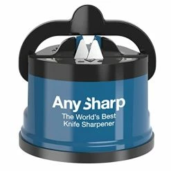 Hot Sale ⌛ AnySharp Essentials - Knife Sharpener With PowerGrip - For Knives And Serrated Blades Blue 🎁