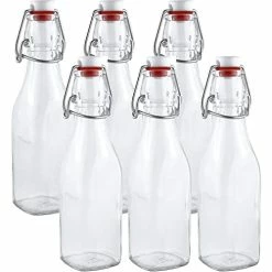 Brand new 🎉 Estilo Swing Top Easy Cap Clear Glass Bottles, Round, 8.5 Oz, Set Of 6. Standard Size, Flip Top Glass Bottles To Store Home Brews, Oils, Vinaigrettes, Wines, Beer, Tea ✨