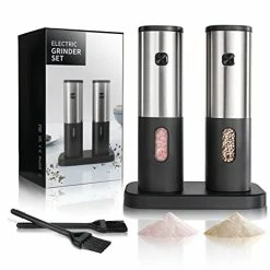 Discount 💯 BeEcone Store Salt And Pepper Grinder Set Battery Operated, Electric Salt And Pepper Grinder Set, Electric Salt Grinder With Storage Base, One Hand Automatic Operation, Stainless Steel Black 2 Pack ✔️