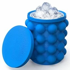 Brand new 💯 ALLADINBOX Ice Cube Mold Ice Trays, Large Silicone Ice Bucket, (2 In 1) Ice Cube Maker, Round,Portable (Dark Blue) 😉