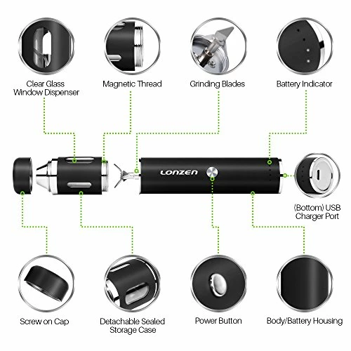 Wholesale π₯ Rechargeable Electric Dry Herb Grinder - LONZEN 2018 Best Design. Crush The Toughest Spice With Heavy Duty Stainless Steel Blades. Clear Glass Dispenser Window. 2 - Year Warranty π - Image 2