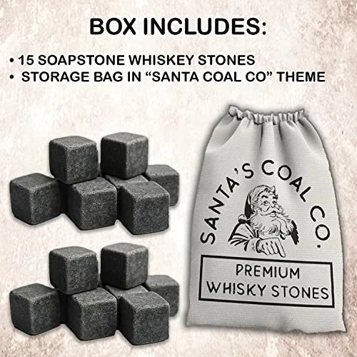Flash Sale β¨ Pelto 15 Whiskey Stones In Gift Box W/Sack - Naughty List π Christmas Stocking Stuffers For Men. Bourbon Bar Gadget Gifts For Dad, White Elephant For Him Husband Boyfriend Adults. Soapstone Scotch Rocks π - Image 3