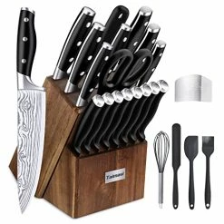 Cheapest 😀 Taimasi Knife Set, 23 Pcs Kitchen Knife Set With Block & Sharpener Rod, High Carbon Stainless Steel Chef Knife Set, Ultra Sharp, Full-Tang Design 🔔