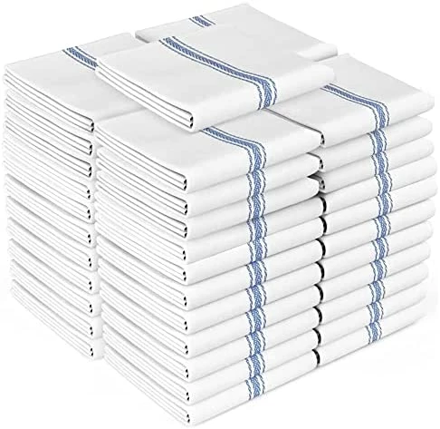 Promo π Zeppoli Classic Kitchen Towels - 15 Pack - 14" X 25" - 100% Natural Cotton Kitchen Dish Towels - Reusable Cleaning Cloths - Blue Tea Towels - Super Absorbent - Machine Washable Hand Towels Blue Striped π - Image 11