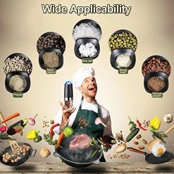 Discount 😀 Sweet Alice Gravity Electric Pepper And Salt Grinder Set, Adjustable Coarseness, Battery Powered With LED Light, One Hand Automatic Operation, Stainless Steel Black, 2 Pack Set / Black 😍