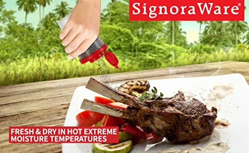 Cheapest π SIGNORA WARE Salt And Pepper Shakers Moisture Proof Set Of 2 Large Salt Shaker To Go Camping Picnic Outdoors Kitchen Lunch Boxes Travel Spice Set Clear With Red Covers Lids Plastic Airtight Spice Jar Dispenser 𧨠- Image 2