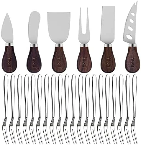 Best Pirce π Linwnil Cheese Knife Set With Gift Box For Charcuterie Accessories Stainless Steel Knives With Wood Handle Cheese Slicer Option 1 𧨠- Image 14