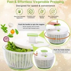 Best reviews of 🧨 Brieftons QuickPush Salad Spinner: Large 6.3-Quart Vegetable Washer Dryer Strainer Drainer, Easy One-Handed Handle & Brake, Fast Spin Cycles, Compact Storage, To Wash, Clean & Dry Vegetables, Fruits 💯