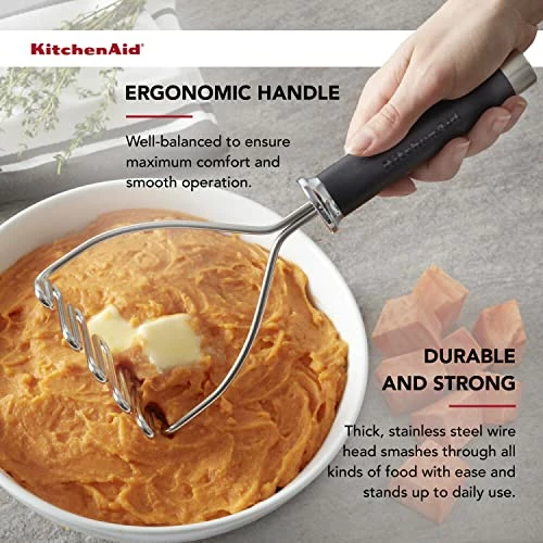 Hot Sale β KitchenAid Gourmet Stainless Steel Wire Masher, 10.24-Inch, Black β - Image 4