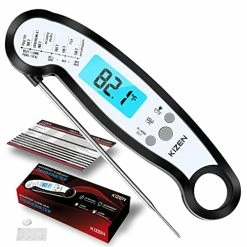 Cheap 🛒 Kizen Meat Instant Read Thermometer - Best Waterproof Alarm Thermometer With Backlight & Calibration. Kizen Digital Food Thermometer For Kitchen, Outdoor Cooking, BBQ, And Grill Black 🛒