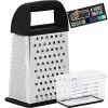 Buy ✔️ Gorilla Grip Stainless Steel Box Grater, 4-Sided XL Cheese Graters With Handle, Slice, Zest, Shred, And Grate Vegetables, Ginger, Potatoes, Handheld Food Shredder, Zester, Includes Container, Black 🥰