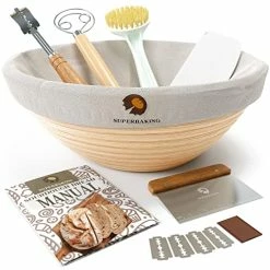 Coupon 😀 Superbaking Banneton Bread Proofing Basket Set, Round 9" Sourdough Proofing Basket For Bread Making Tools Supplies, Banneton Basket Sourdough Bread Baking Supplies, Artisan Bread Kit, Gifts For Bakers 👏