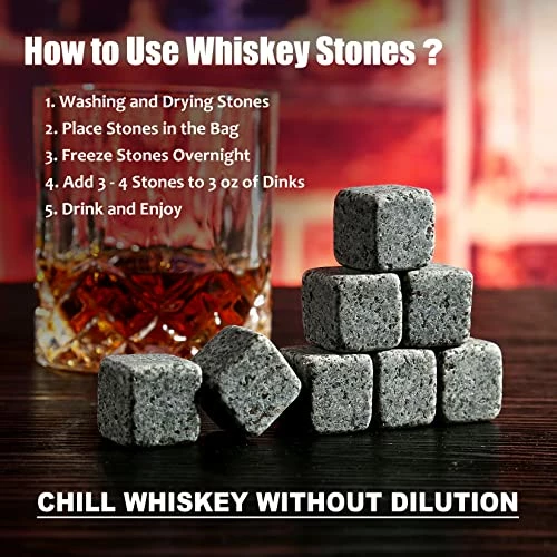 Cheapest π₯ EXREIZST Whiskey Stones Gift Set - Whiskey Glass Set Of 2 - Granite Chilling Whiskey Rocks - Scotch Bourbon Whiskey Glass Gift Box Set - Best Drinking Gifts For Men Dad Husband π₯³ Birthday Party Holiday Present β - Image 2