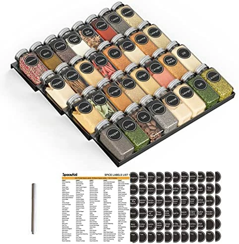 Cheap π SpaceAid Spice Drawer Organizer With 28 Spice Jars, 386 Spice Labels And Chalk Marker, 4 Tier Seasoning Rack Tray Insert For Kitchen Drawers, 12.8" Wide X 17.5" Deep π - Image 12