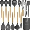 Best reviews of ⌛ Oannao 14 Pcs Silicone Cooking Utensils Kitchen Utensil Set - 446°F Heat Resistant,Turner Tongs, Spatula, Spoon, Brush, Whisk, Wooden Handle Gray Kitchen Gadgets With Holder For Nonstick Cookware (BPA Free) 😉