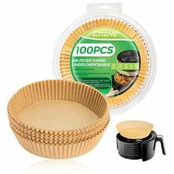 Discount ✨ Air Fryer Paper Liners Disposable: 100PCS Round Airfryer Oven Insert Parchment Sheets Grease And Water Proof Non Stick Basket Liners For Baking Cooking From 🥰
