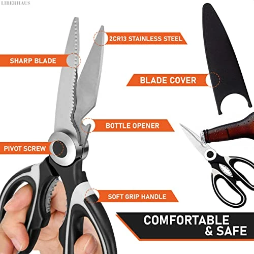 Best Pirce π Kitchen Shears With Cover Sharp Scissors - Kitchen Gadgets Utility Scissors All Purpose Stainless Steel Scissors Heavy Duty Kitchen Scissors - Food Scissors For Chicken, Fish, Meat, Herbs Liberhaus β - Image 4