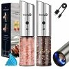 Cheap 🌟 SaengQ Gravity Electric Salt And Pepper Grinder Set Of 2,USB Rechargeable Kitchen Electric Pepper Mill With Adjustable Grinder And LED Light,Tall Glass Salt And Pepper Grinders Refillable Rechargeable Electric Salt And Pepper Grinder Set 🎉