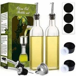 New 🧨 [2 PACK]AOZITA 17 Oz Glass Olive Oil Dispenser Bottle Set - 500ml Clear Oil & Vinegar Cruet Bottle With Pourers, Funnel And Labels - Olive Oil Carafe Decanter For Kitchen 🌟