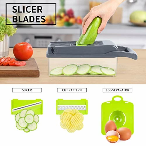 Flash Sale ๐ RAIQEE Vegetable Chopper, Onion Chopper, Mandolin Slicer,Pro 10 In 1professional Food Choppermultifunctional Vegetable Chopper And Slicer, Dicing Machine, AdjustableVegetable Cutter With Container(grey) ๐ - Image 4