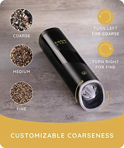 Cheap π JULY HOME Gravity Electric Salt And Pepper Grinder Set - Battery Operated, Adjustable Coarseness, One Hand Operation Electric Pepper Grinder With LED Light And Cleaning Brush, (Packaging May Vary) π - Image 3