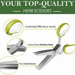 Discount 👍 Chefast Heavy Duty Kitchen Shears And Herb Scissors Set - Stainless Steel Food Scissors, 5-Blade Herb Cutter With Cleaning Comb Cover And Two Jute Bags - Great For Meat, Poultry, Garden, And Craft 🤩