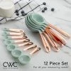 Deals 😀 COOK WITH COLOR 12 PC Measuring Cups Set And Measuring Spoon Set With Copper 🧥 Coated Stainless Steel Handles, Nesting Kitchen Measuring Set, Liquid Measuring Cup Set, Dry Measuring Cup Set (Mint) 🤩