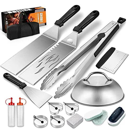 Outlet 𧨠Redriver Griddle Accessories Kit Spatula For Blackstone: 18Pcs Flat Top Grill Accessories Set For Camp Chef - Professional Grill Spatula Tools For Men π© Women Outdoor BBQ Teppanyaki Camping π₯°